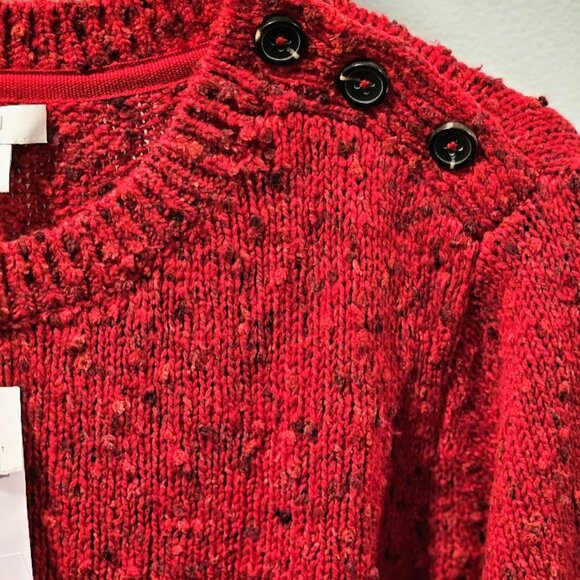 J. Jill Women's Large Buttoned Shoulder Pullover Sweater Red NEW with Tags - Picture 6 of 14